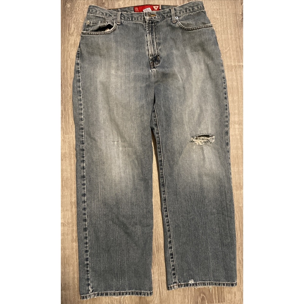 Guess Jeans Size 34x30 Blue Denim Red Label 100% Cotton Algodon Made Mexico Y2K